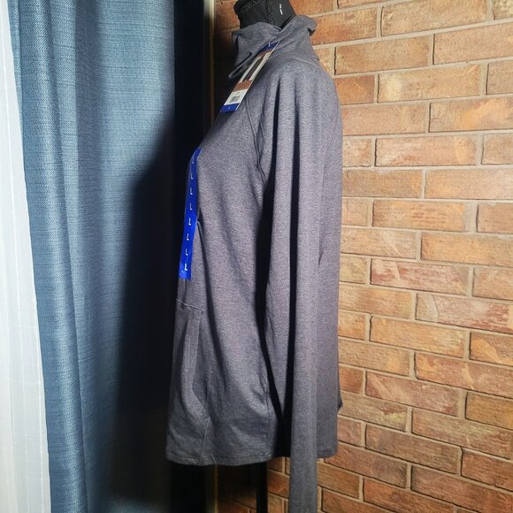 NWT Eddie Bauer Women's Active Long Sleeve Funnel Neck Top in Charcoal - Size L - Picture 2 of 11